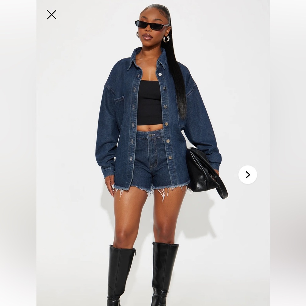 Audrey Denim Short Set - Dark Denim